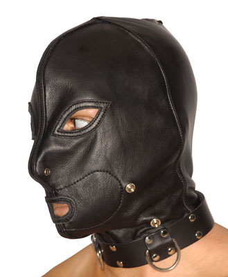 Leather Hood with Zipper Mouth 